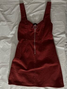Women’s Burnt Orange Zip-Front Mini Dress